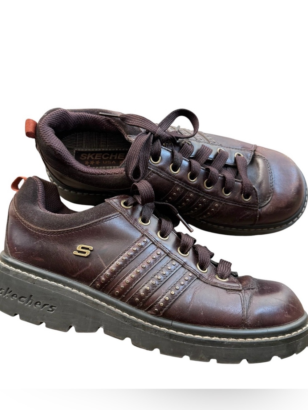 Vintage Skechers Jammers chunky sneakers brown leather women size 8.5